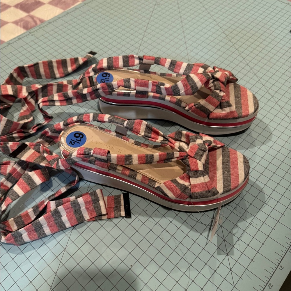 Zara Multicolor Striped Platform Sandals